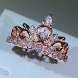 NEW Silver Birthstone Princess Jewelry Romantic Fashion AAAA Quality CZ Diamonds Crown Rings