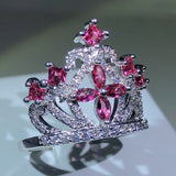 NEW Silver Boho color Big Crown AAAA Quality CZ Diamonds Promise Engagement Rings