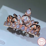 NEW Silver Birthstone Princess Jewelry Romantic Fashion AAAA Quality CZ Diamonds Crown Rings