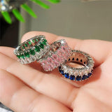 Stylish Colorful AAA+ Cubic Zirconia Diamonds Fashion Eternity Promise Rings - Rings Universe