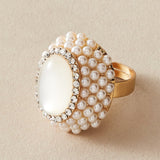 NEW VINTAGE RINGS Elegant Golden Pearls Opal Adjustable Ring