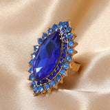 NEW VINTAGE RINGS Trendy Female Luxury Jewelry Pear Crystal Adjustable White Red Blue Rings