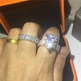 NEW Handmade Oval cut 8ct AAAA Quality Cubic Zirconia Diamonds Luxury Ring Set