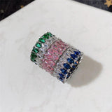 Stylish Colorful AAA+ Cubic Zirconia Diamonds Fashion Eternity Promise Rings - Rings Universe