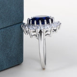 Elegant Fashionable Sunflower Design Oval Lab Sapphire Gemstone Rings - Rings Universe