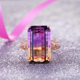 Luxury 925 silver Rectangle Tourmaline Gemstone Fashion Engagement Rings - Rings Universe
