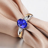 Superb Classic 925 Silver Luxury AAAA Rings With Oval Lab Sapphire Gemstone - Rings Universe