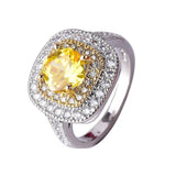 Dazzling New Luxury Yellow Color Cushion Cut AAA+ CZ Diamonds Fashion Rings - Rings Universe