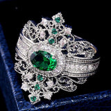 QUALITY RINGS Designer Luxury Green Round Retro Court Style AAA+ CZ Diamonds Rings - Rings Universe