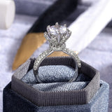 New  Arrival Trendy Flower Design AAA+ Quality CZ Diamonds Solitaire Engagement Rings