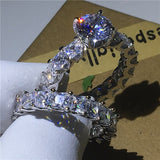 NEW Vintage Round cut AAAA Quality Cubic Zirconia Diamonds Promise ring set