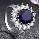 Elegant Fashionable Sunflower Design Oval Lab Sapphire Gemstone Rings - Rings Universe
