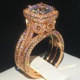 NEW Vintage 18K Rose Gold AAAA Quality Cubic Zirconia Luxury Ring sets