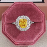 New Arrivals Stunning Pink Yellow Cushion Cut AAA+ Quality CZ Diamonds Luxury Rings