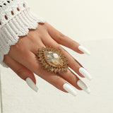 NEW VINTAGE RINGS Trendy Female Luxury Jewelry Pear Crystal Adjustable White Red Blue Rings
