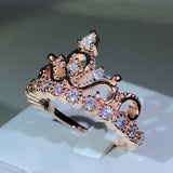 NEW Silver Birthstone Princess Jewelry Romantic Fashion AAAA Quality CZ Diamonds Crown Rings