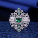 QUALITY RINGS Designer Luxury Green Round Retro Court Style AAA+ CZ Diamonds Rings - Rings Universe