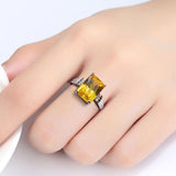NEW VINTAGE RINGS - Geometry Rectangle Large Yellow Gemstones Fashion Vintage Rings