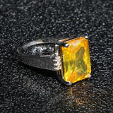 NEW VINTAGE RINGS - Geometry Rectangle Large Yellow Gemstones Fashion Vintage Rings