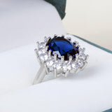 Elegant Fashionable Sunflower Design Oval Lab Sapphire Gemstone Rings - Rings Universe