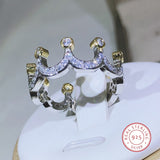 NEW Sterling Silver High Quality Gold Crown AAAA Quality Cz Diamonds Fashion Rings