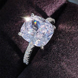 NEW ARRIVAL Luxury Cushion Cut Real silver color Designer AAA+ Quality CZ Diamonds Rings