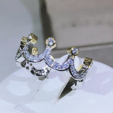 NEW Sterling Silver High Quality Gold Crown AAAA Quality Cz Diamonds Fashion Rings