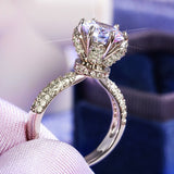 New  Arrival Trendy Flower Design AAA+ Quality CZ Diamonds Solitaire Engagement Rings