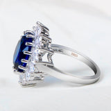 Elegant Fashionable Sunflower Design Oval Lab Sapphire Gemstone Rings - Rings Universe