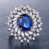 Delightful New Luxury Blue Color Oval Cut AAA+ Cubic Zirconia Diamonds Fashion Rings - Rings Universe