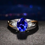 Superb Classic 925 Silver Luxury AAAA Rings With Oval Lab Sapphire Gemstone - Rings Universe