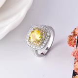 Dazzling New Luxury Yellow Color Cushion Cut AAA+ CZ Diamonds Fashion Rings - Rings Universe