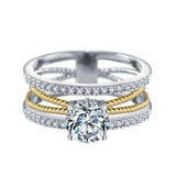 Glamorous Luxury Gold Silver Color Geometry AAA+ Cubic Zirconia Diamonds Fashion Rings - Rings Universe