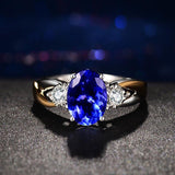Superb Classic 925 Silver Luxury AAAA Rings With Oval Lab Sapphire Gemstone - Rings Universe