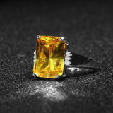 NEW VINTAGE RINGS - Geometry Rectangle Large Yellow Gemstones Fashion Vintage Rings