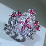 NEW Silver Boho color Big Crown AAAA Quality CZ Diamonds Promise Engagement Rings