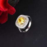 Dazzling New Luxury Yellow Color Cushion Cut AAA+ CZ Diamonds Fashion Rings - Rings Universe