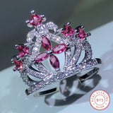 NEW Silver Boho color Big Crown AAAA Quality CZ Diamonds Promise Engagement Rings