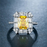 NEW Luxury Yellow Color Princess Cut AAA+ Quality CZ Diamonds Engagement Fashion Rings - Rings Universe