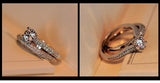 New Design Rose Gold Silver Color Round Cut AAA+ Quality Luxury Wedding Ring Set