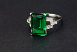 NEW ARRIVAL -  Elegant Designer Green rectangle cut AAA+ Quality CZ Diamonds Luxury Rings