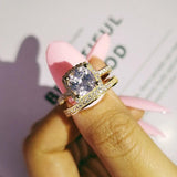 NEW ARRIVAL Fashion Gold color Silver color AAA+ Quality CZ Diamonds Bride Wedding ring set - Rings Universe