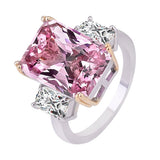 New Luxury Pink Designer Princess Cut AAA+ Quality CZ Diamonds Engagement Rings
