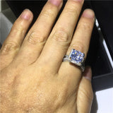 NEW Vintage Luxury Princess cut AAAA Quality CZ Diamonds Engagement Wedding Court Rings