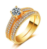 New Design Rose Gold Silver Color Round Cut AAA+ Quality Luxury Wedding Ring Set