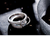 New Design Rose Gold Silver Color Round Cut AAA+ Quality Luxury Wedding Ring Set