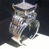 NEW Deluxe Sterling Silver Pave setting AAAA Quality Cz Diamonds Promise Engagement Rings