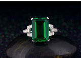 NEW ARRIVAL -  Elegant Designer Green rectangle cut AAA+ Quality CZ Diamonds Luxury Rings
