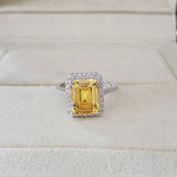 NEW ARRIVAL Designer Fashion Yellow Square Cut AAA+ Quality CZ Diamonds Fashion Rings
