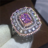 NEW ARRIVAL Dazzling Pink Multi Color Princess Cut AAA+ Quality CZ Diamonds Rings
